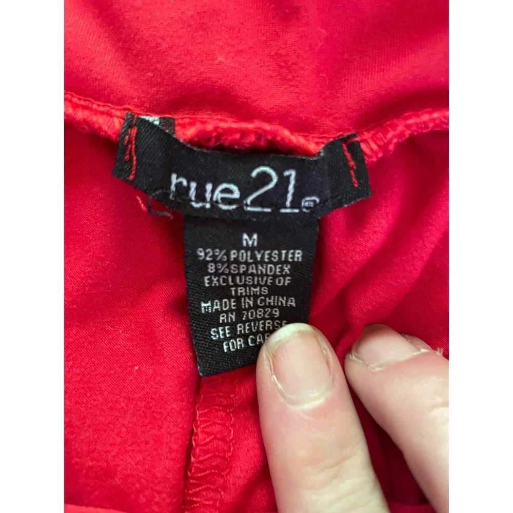 Rue21 Womens Red‎ High Waisted Biker Shorts Size Medium Athletic Spandex Stretch